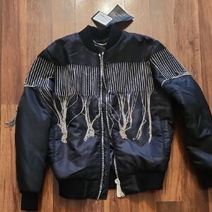 Philipp Plein Black Bomber with Silver Accents
